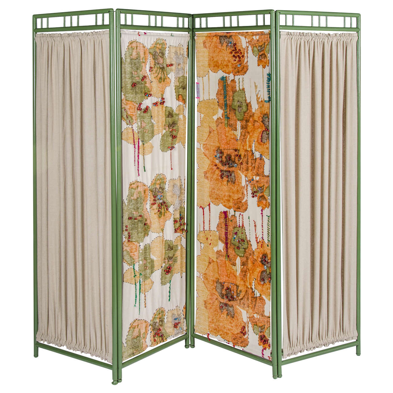 Early 20th Century Colourful Wooden Screen Room Divider 