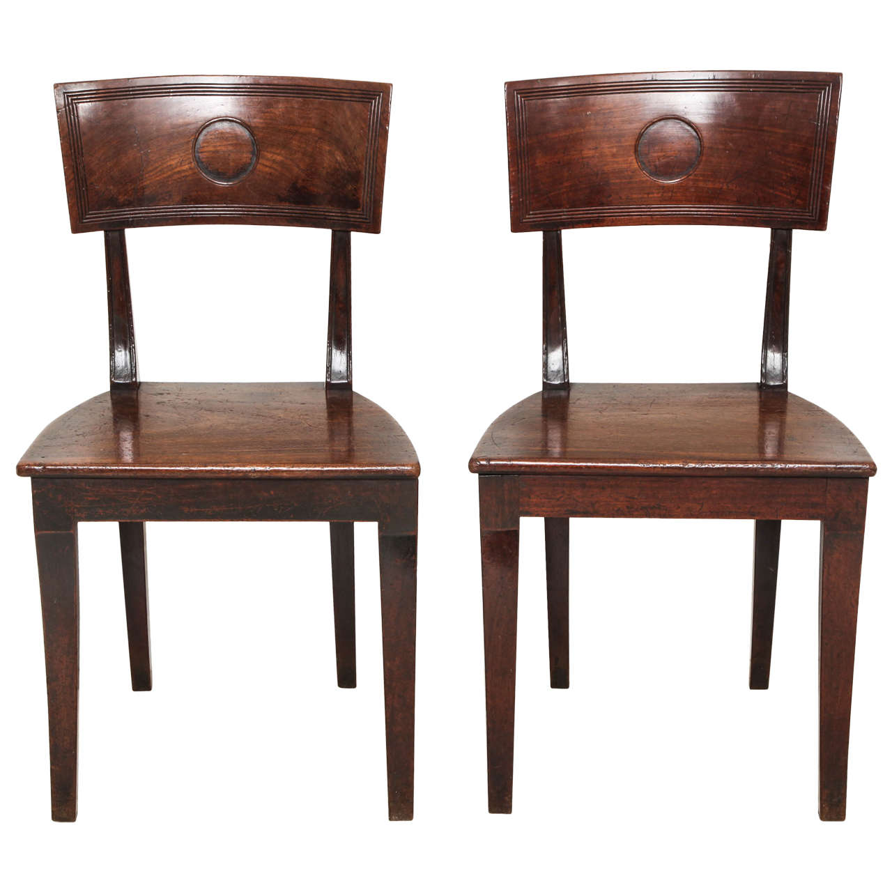 A Pair of English Regency Hall Chairs
