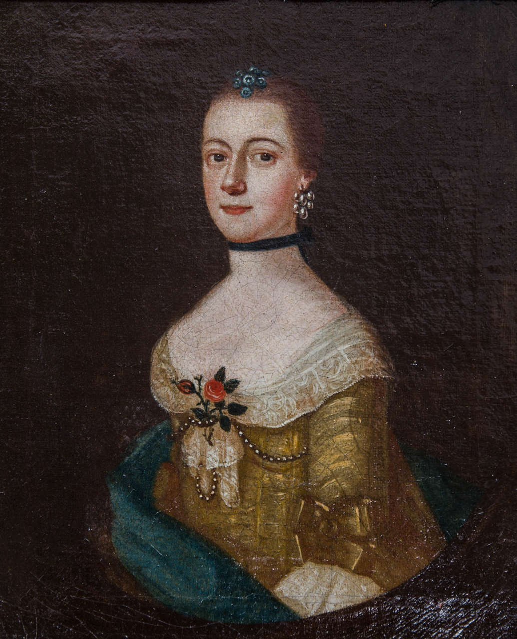 Georgian Small Portrait of a Young Lady, circa 1730 In Good Condition In London, GB