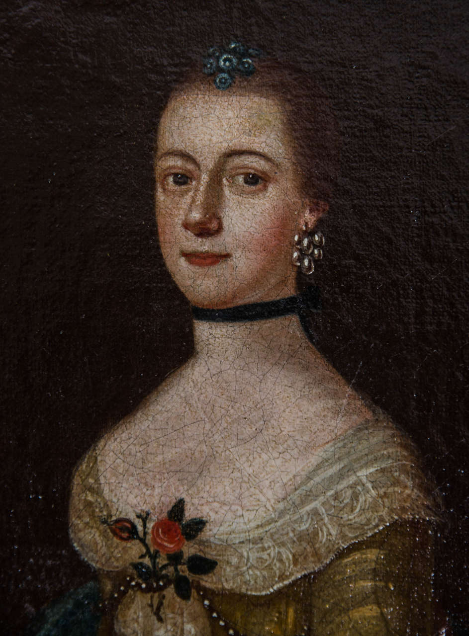 18th Century Georgian Small Portrait of a Young Lady, circa 1730