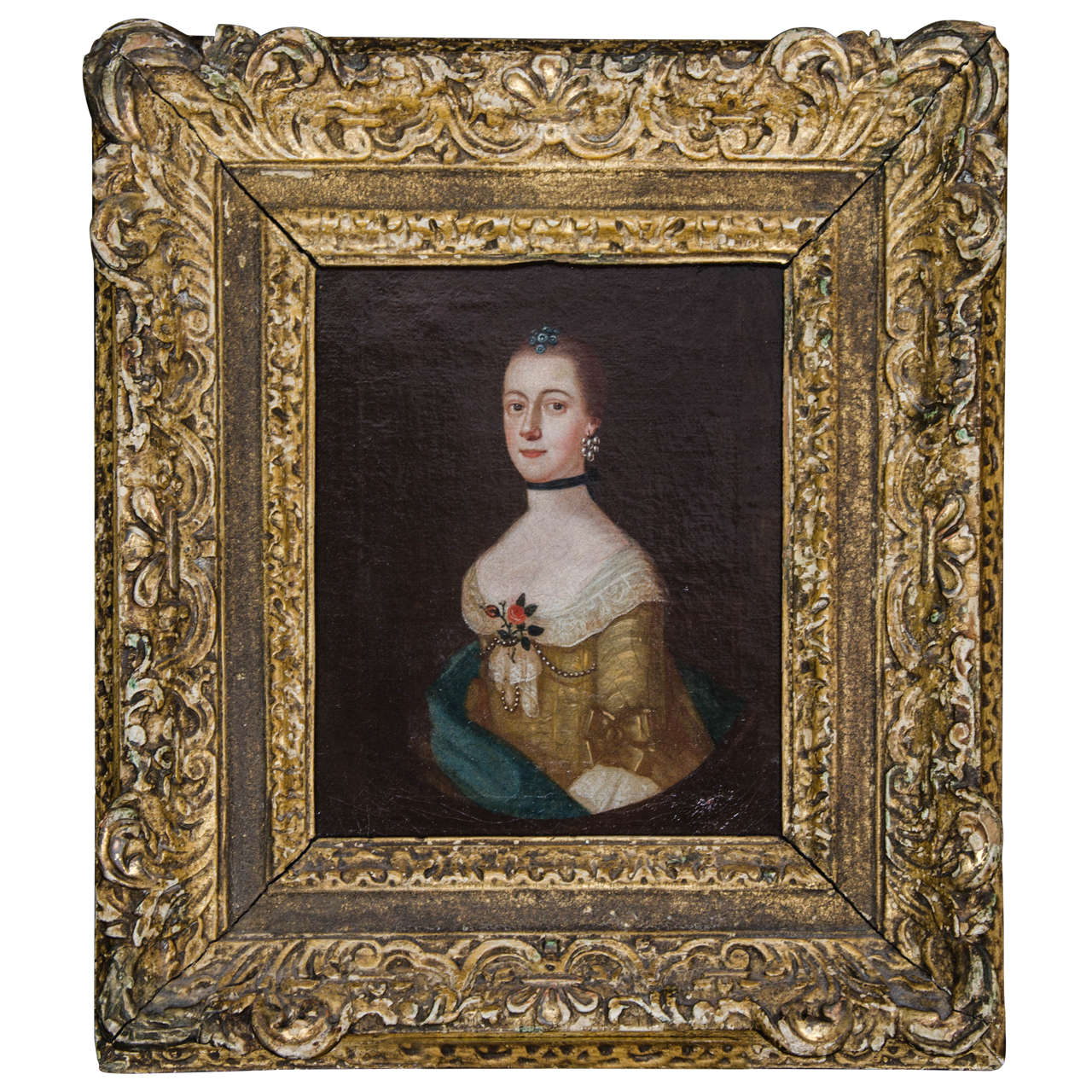 Georgian Small Portrait of a Young Lady, circa 1730