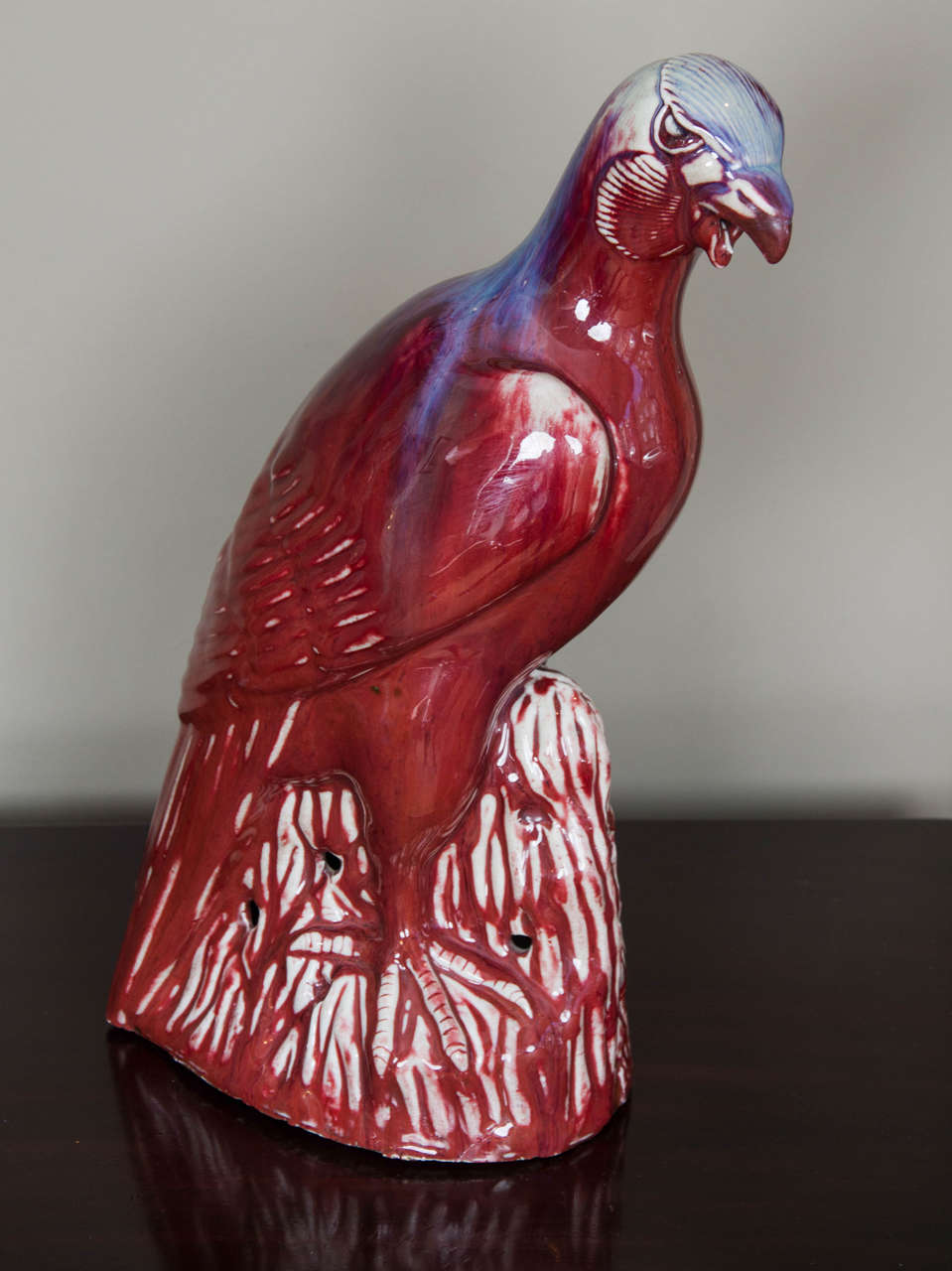 Chinese Red Glazed Porcelain Hawk, Pietro Accorsi Provenance