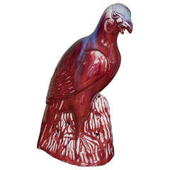 Chinese Red Glazed Porcelain Hawk, Pietro Accorsi Provenance