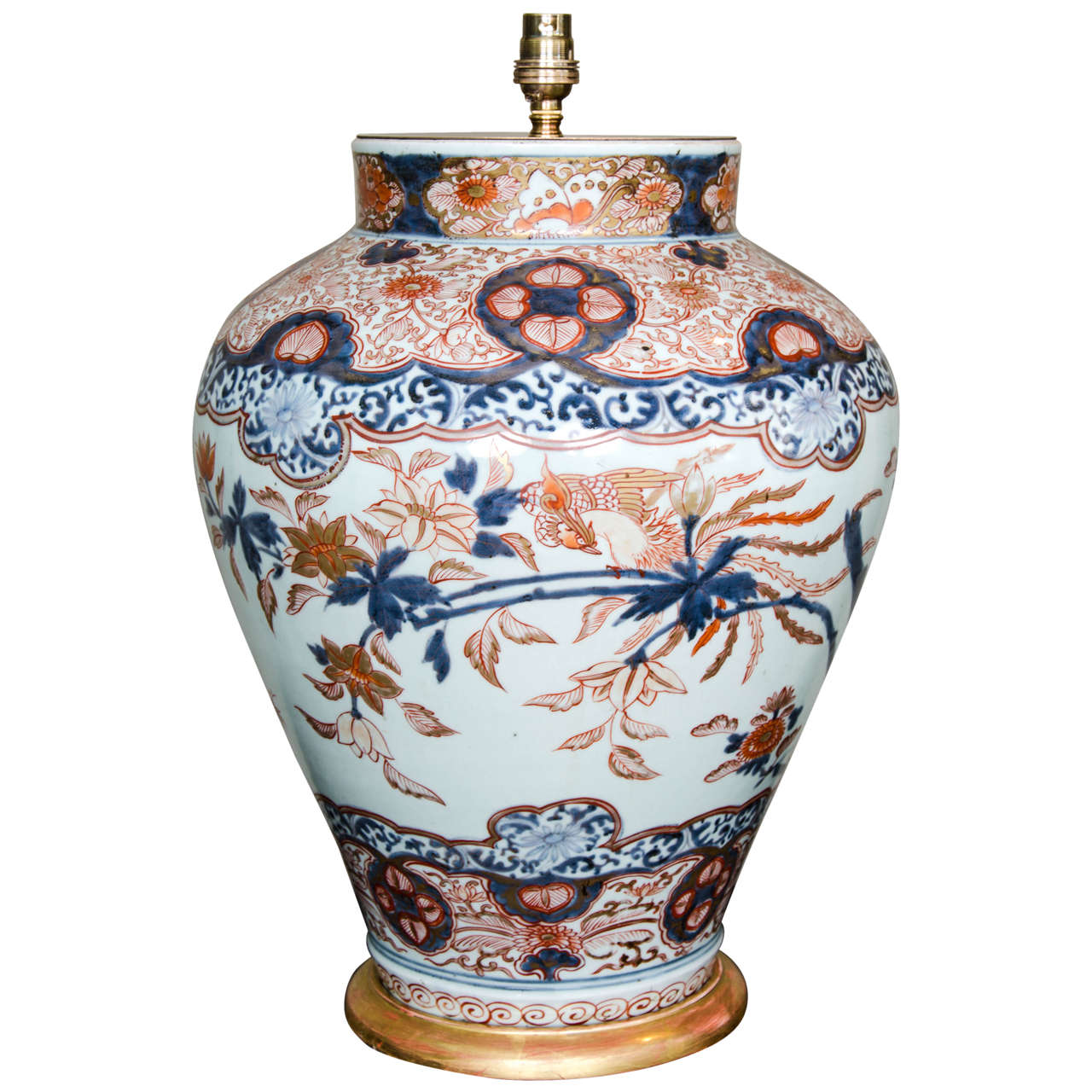 An early 18th Century Lamped Large Japanese Imari Baluster Vase