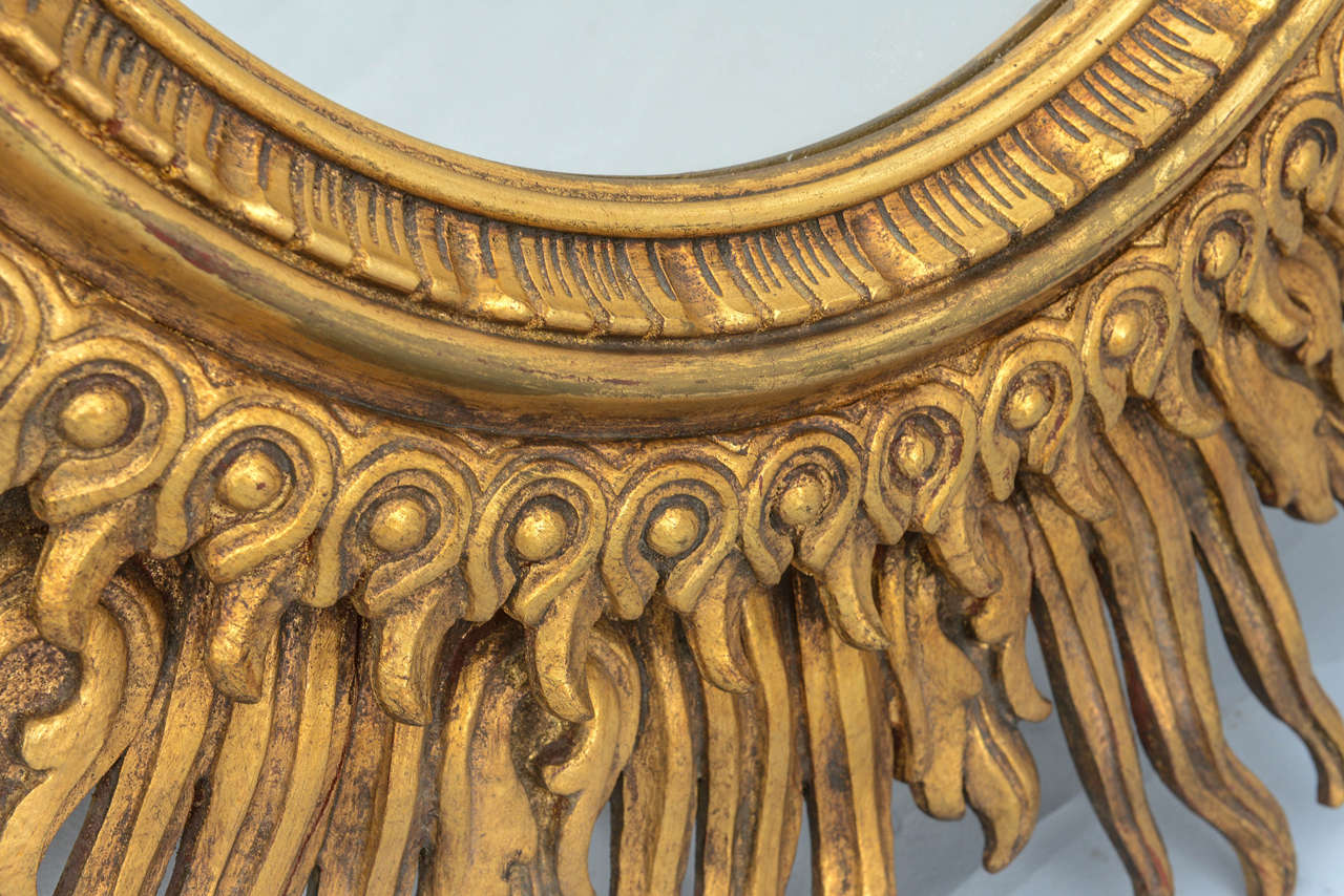 Oversized Carved Giltwood Sunburst Mirror 4