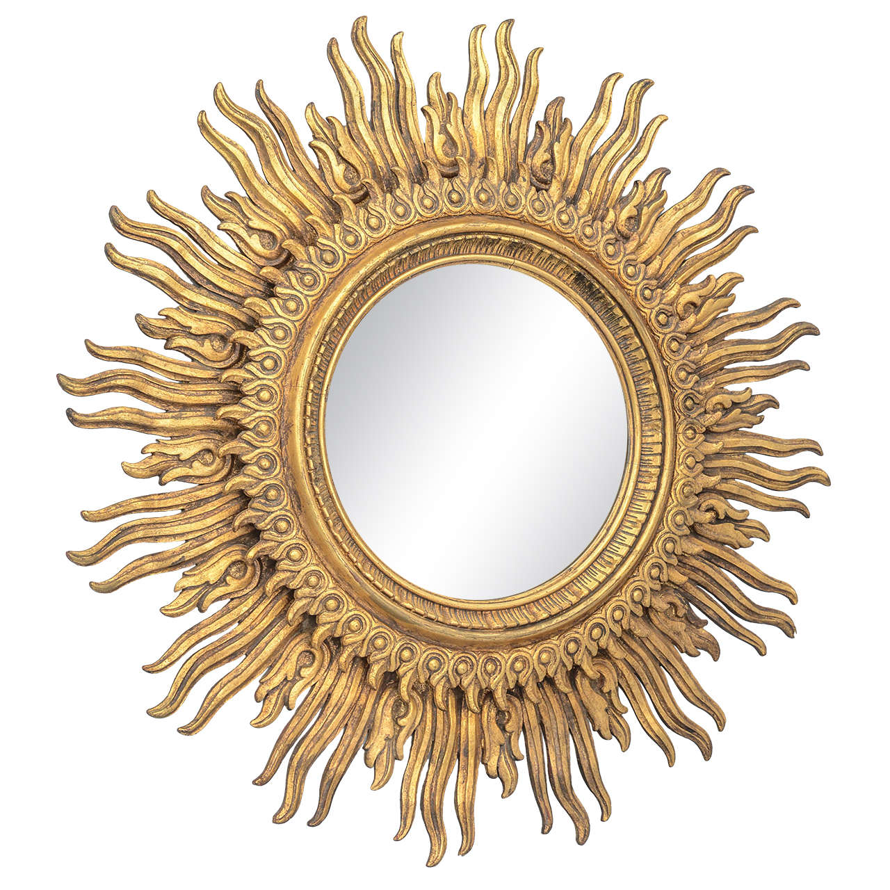 Oversized Carved Giltwood Sunburst Mirror