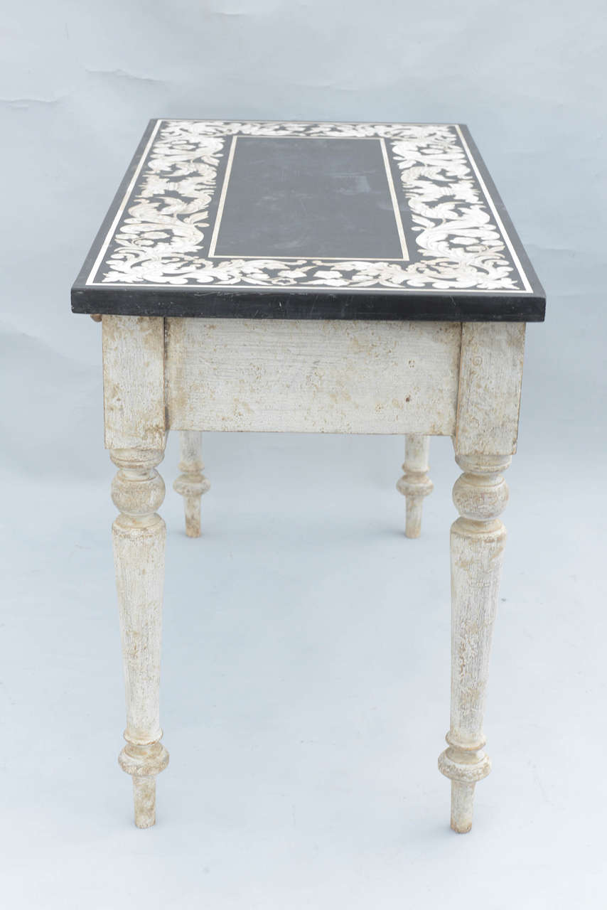 Console Table with Inlaid Marble and Slate Top, 19th Century For Sale 2