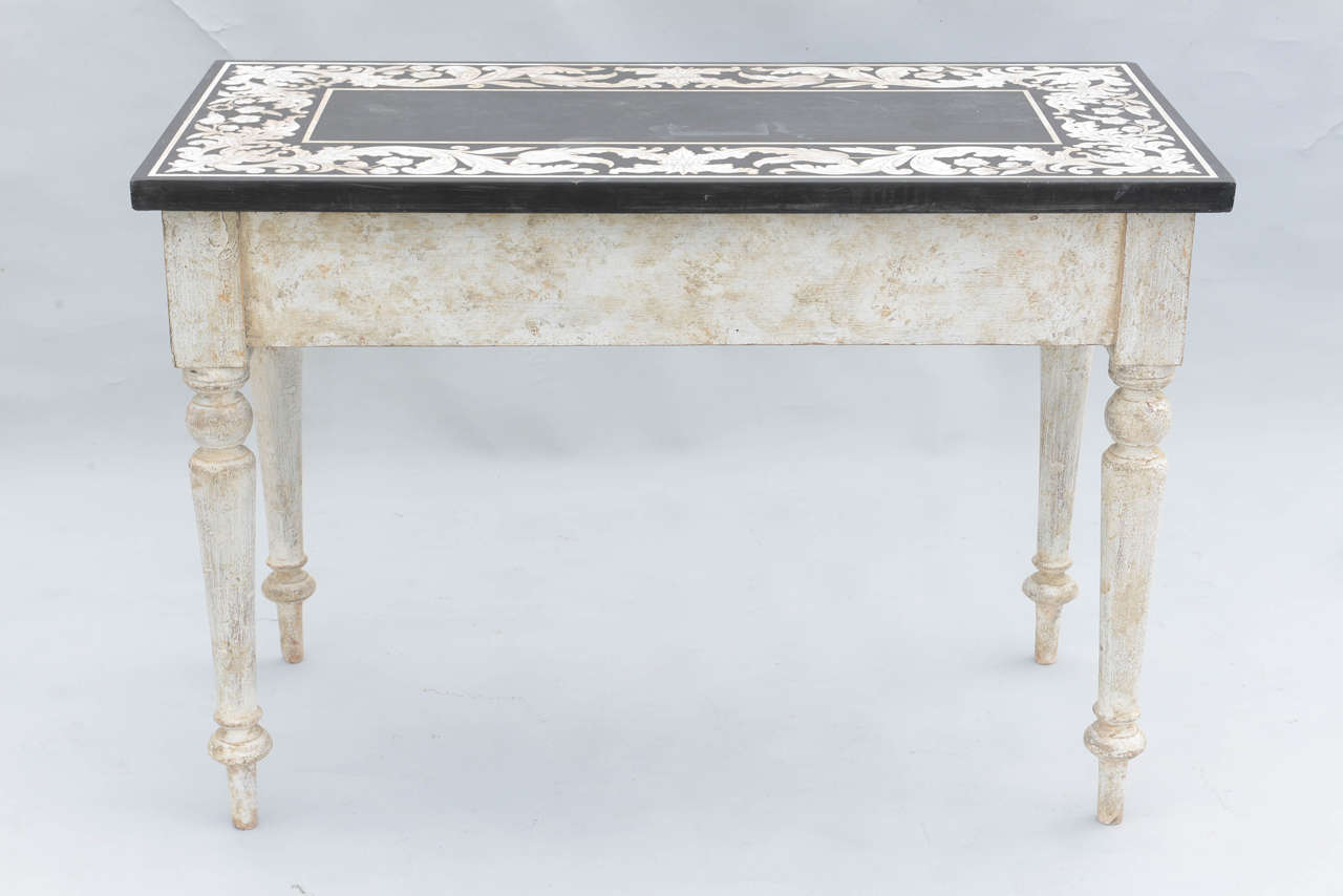 Console Table with Inlaid Marble and Slate Top, 19th Century For Sale 4