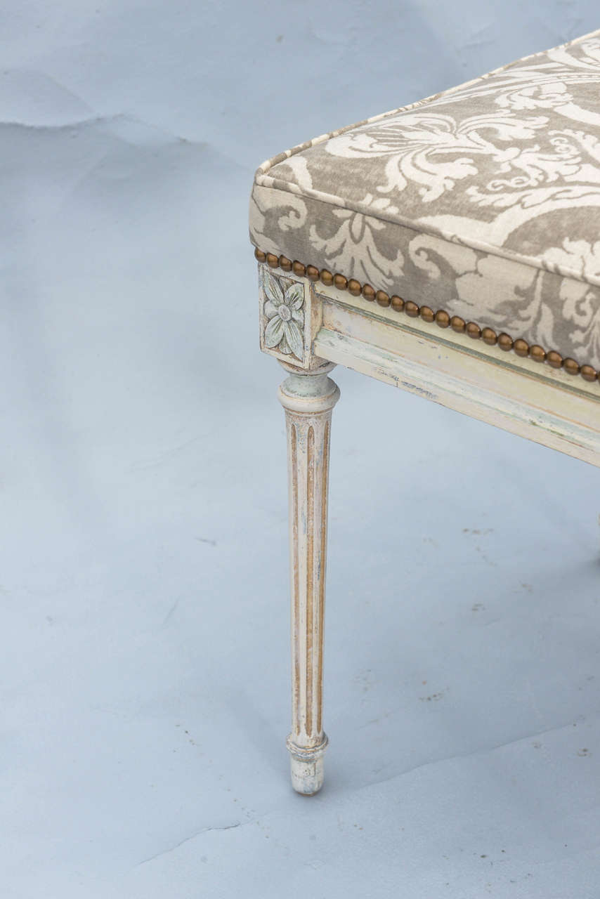 French Pair of Louis XVI Painted Stools