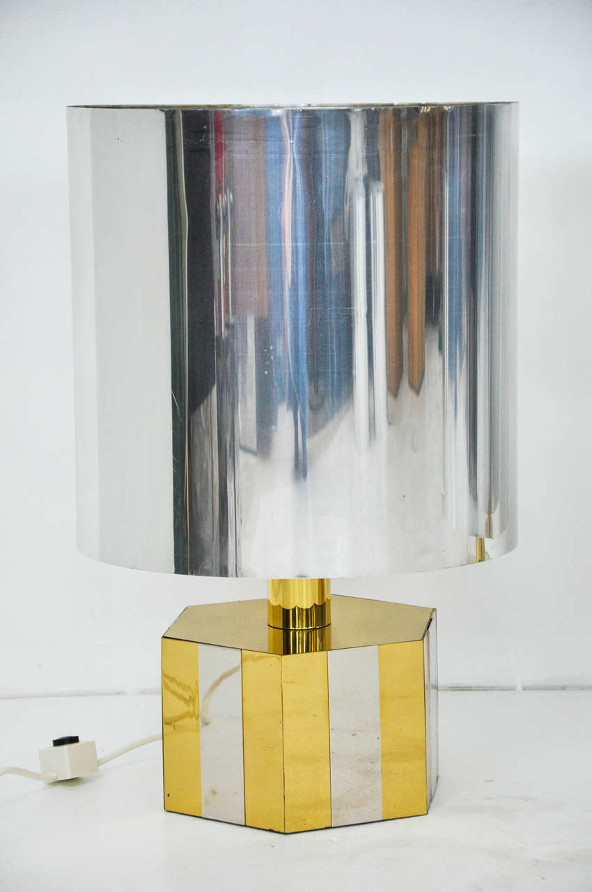 20th Century 1970s Italian Brass and Chrome Table Lamps