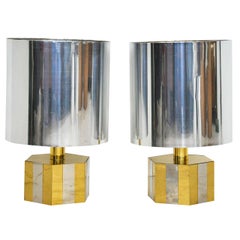 1970s Italian Brass and Chrome Table Lamps