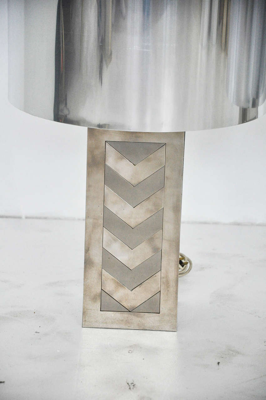 Chrome Italian 1970s Chevron Lamps