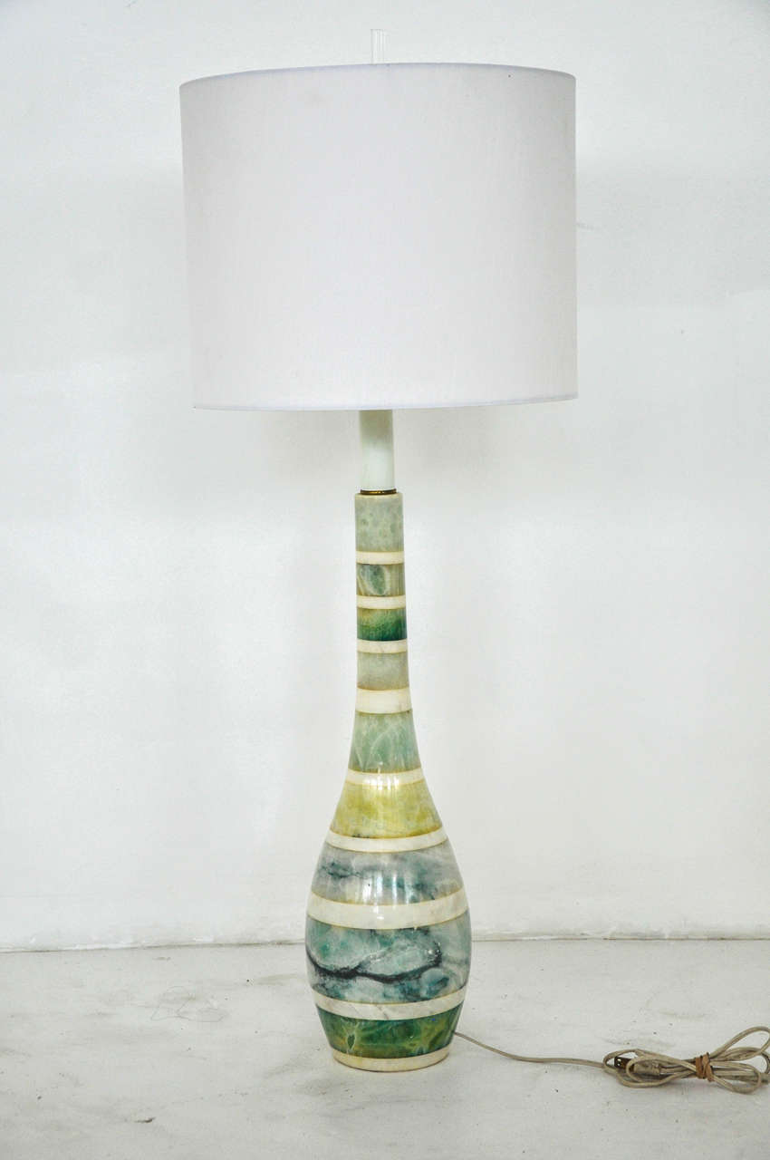 Stacked Blue and White Marble Lamp, circa 1970s