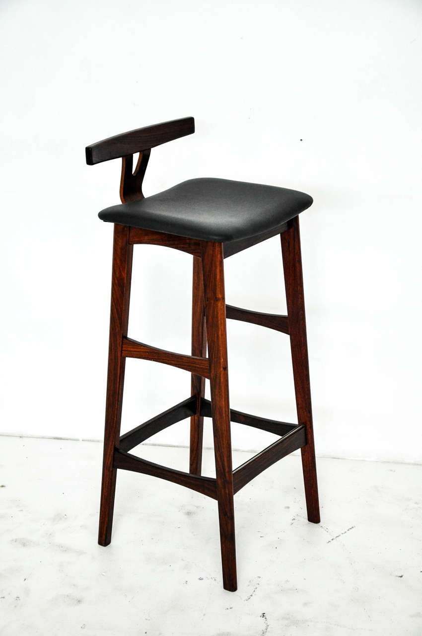 Mid-Century Modern Rosewood and Leather Bar Stools, Denmark, 1960s