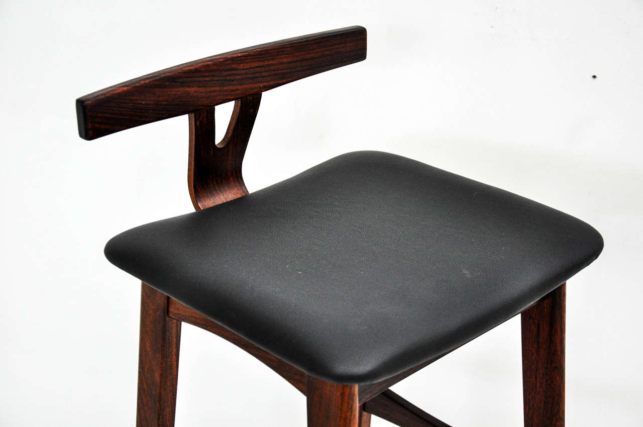 American Rosewood and Leather Bar Stools, Denmark, 1960s