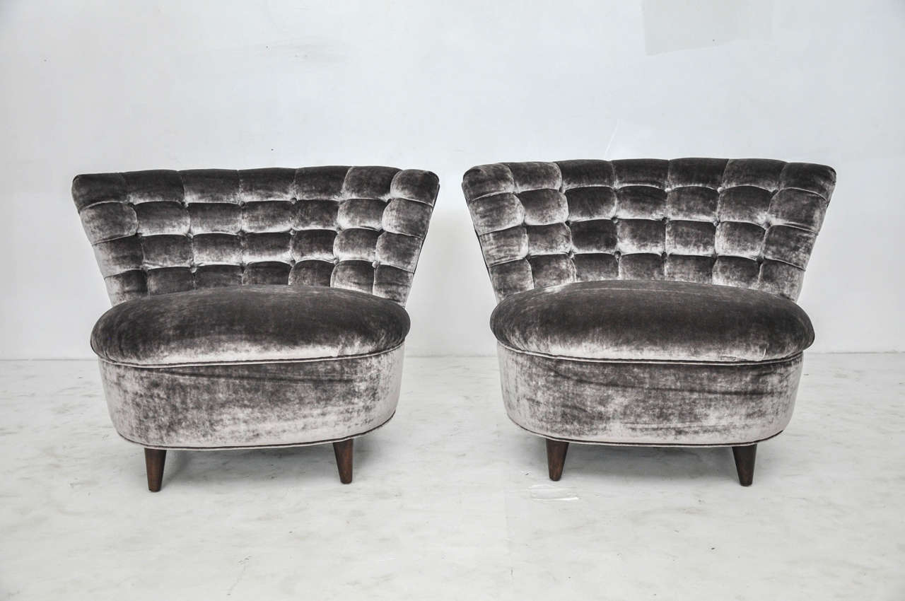 American James Mont Tufted Slipper Chairs