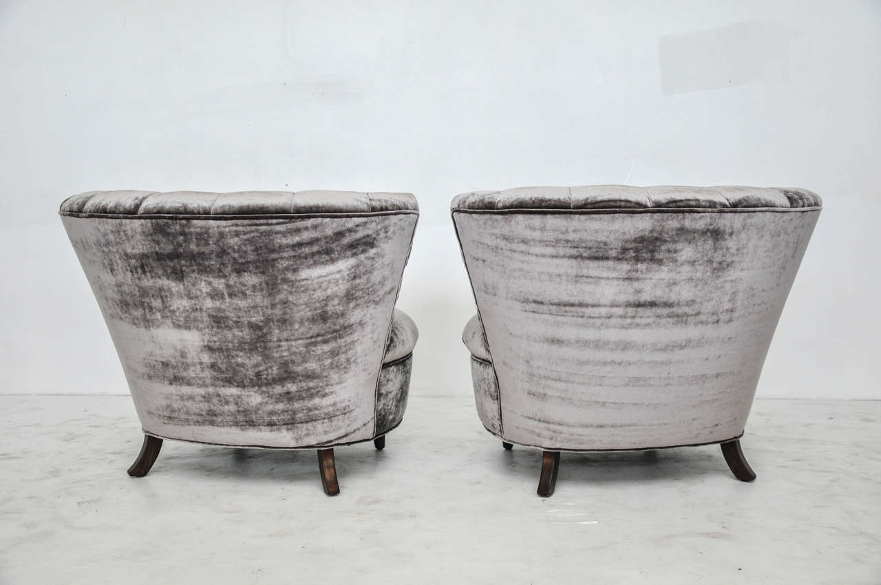 20th Century James Mont Tufted Slipper Chairs