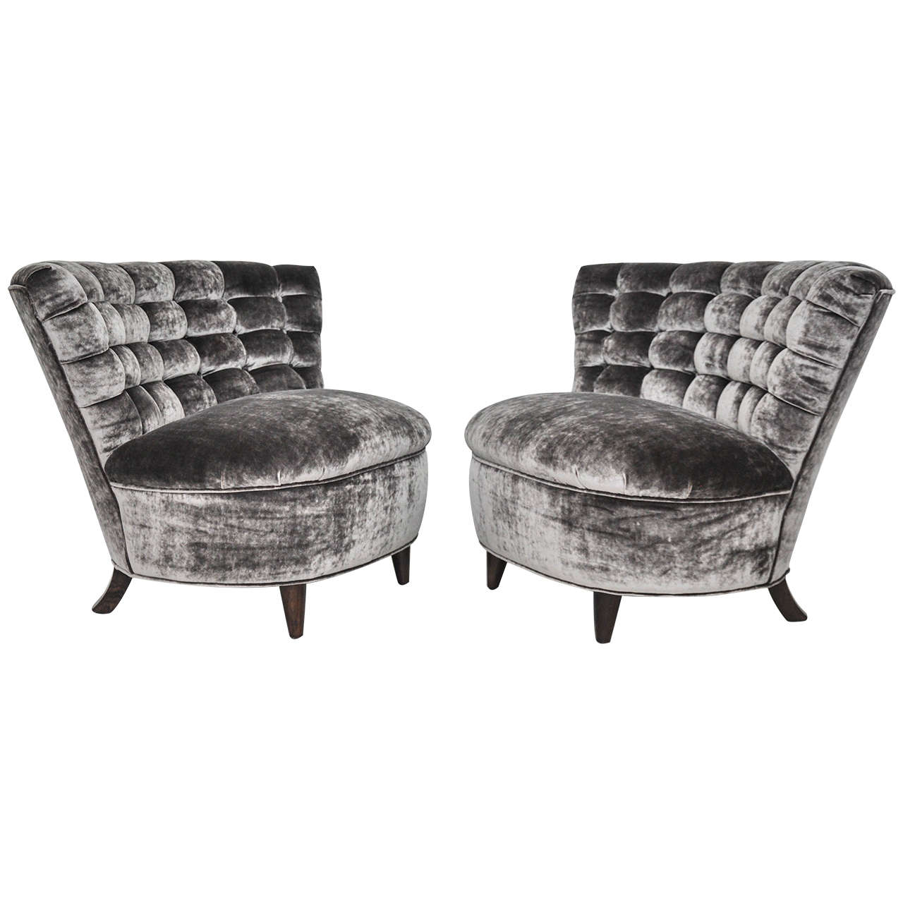 James Mont Tufted Slipper Chairs