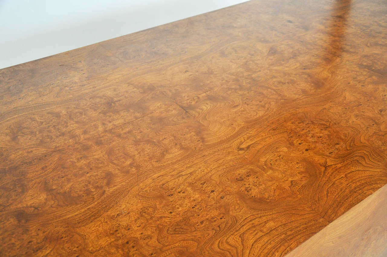 20th Century 1970s Burl Wood and Chrome Executive Desk