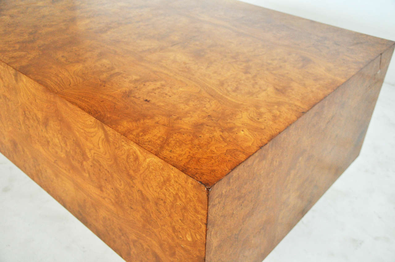 1970s Burl Wood and Chrome Executive Desk 1