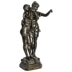 Bronze Study of Two Girl Bathers, by  Charles Ferville -Suan 32"(81cm) high
