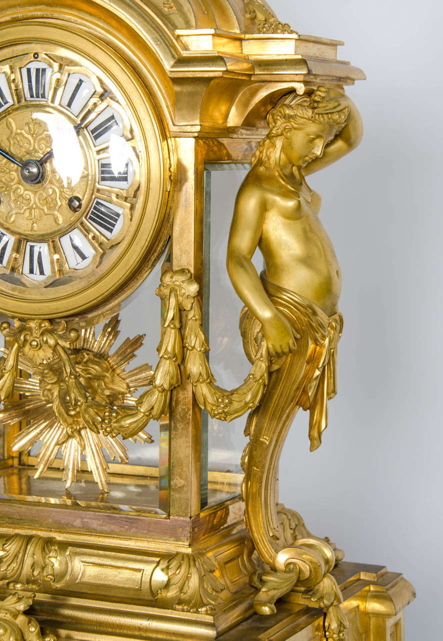 Mid-19th Century Imposing 19th Century French Ormolu Clock Garniture 29