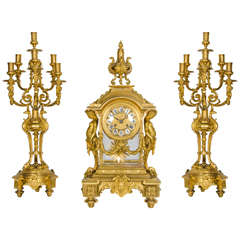 19th Century French Ormolu Clock Garniture