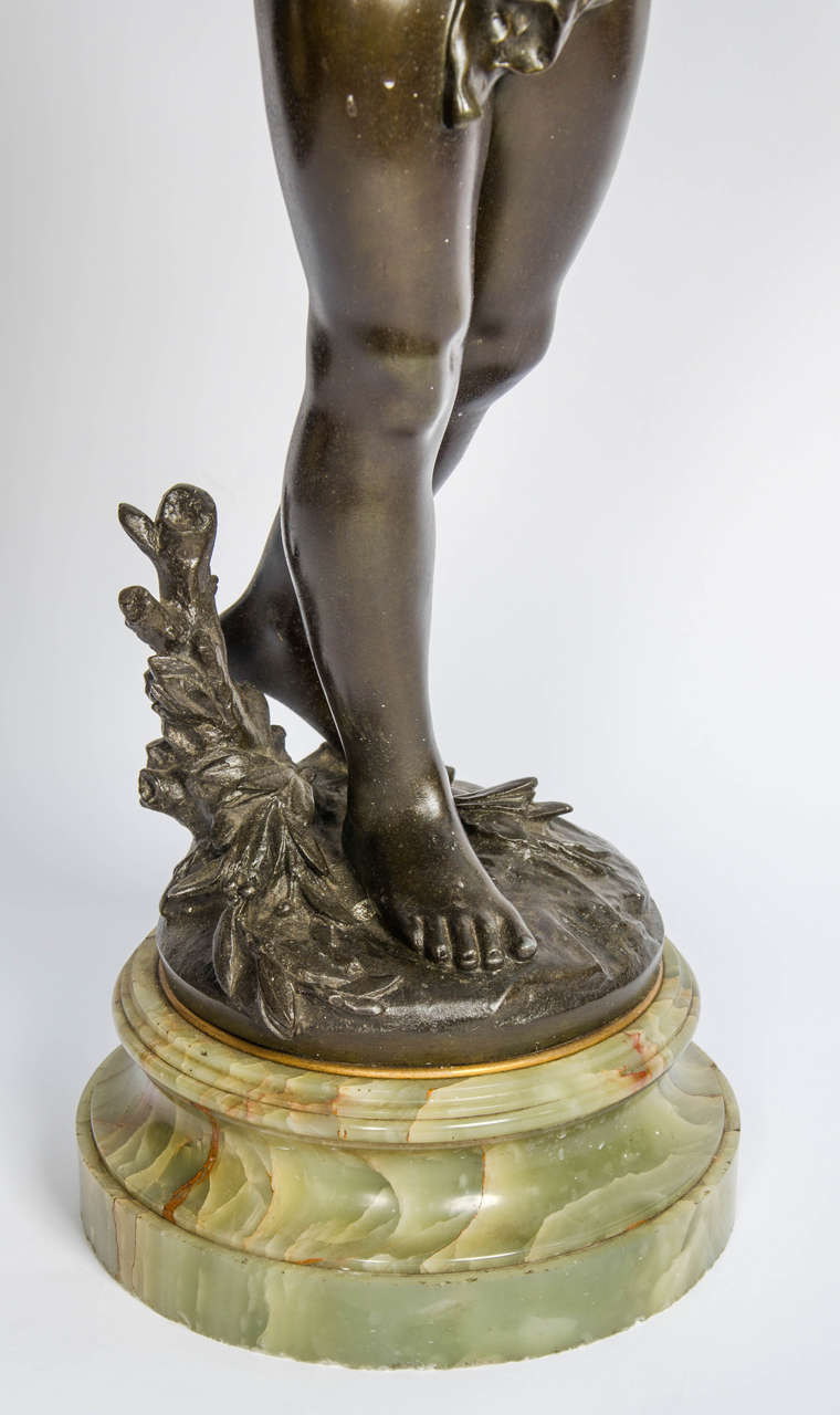 French 19th Century Bronzed Cherub Lamp 48