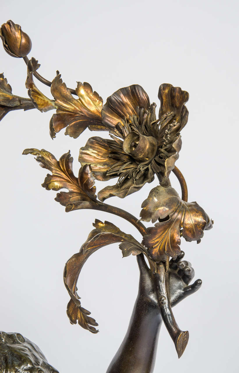 Late 19th Century 19th Century Bronzed Cherub Lamp 48