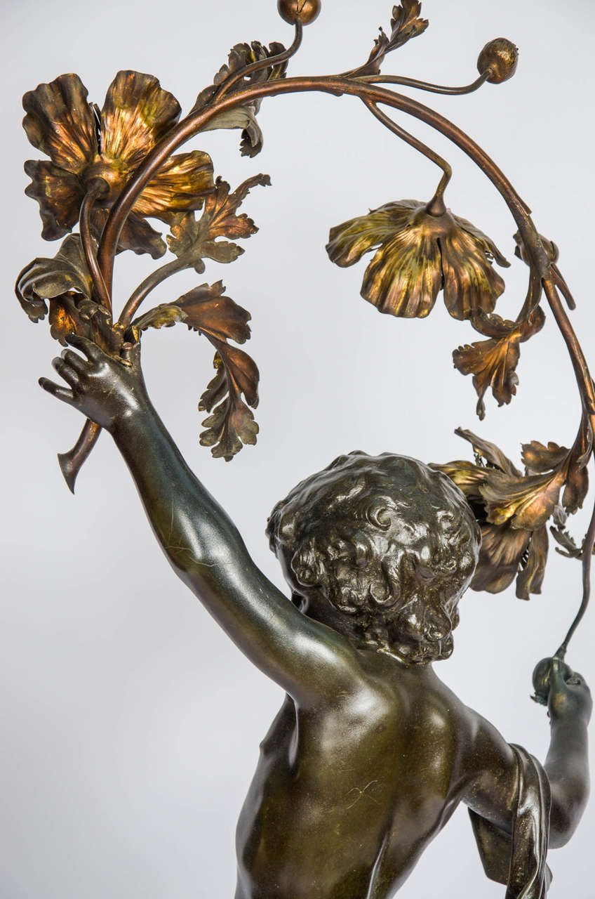19th Century Bronzed Cherub Lamp 48