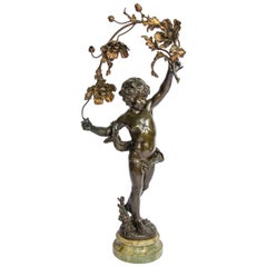 Antique 19th Century Bronzed Cherub Lamp 48"(122cm) high