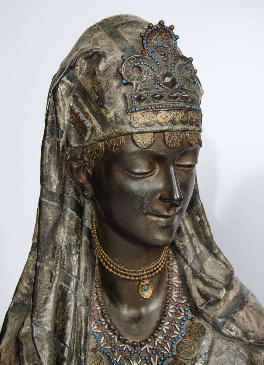French Pair of 19th Century bronzed Arab Busts For Sale