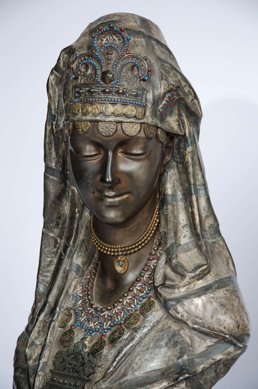 Pair of 19th Century bronzed Arab Busts For Sale 1
