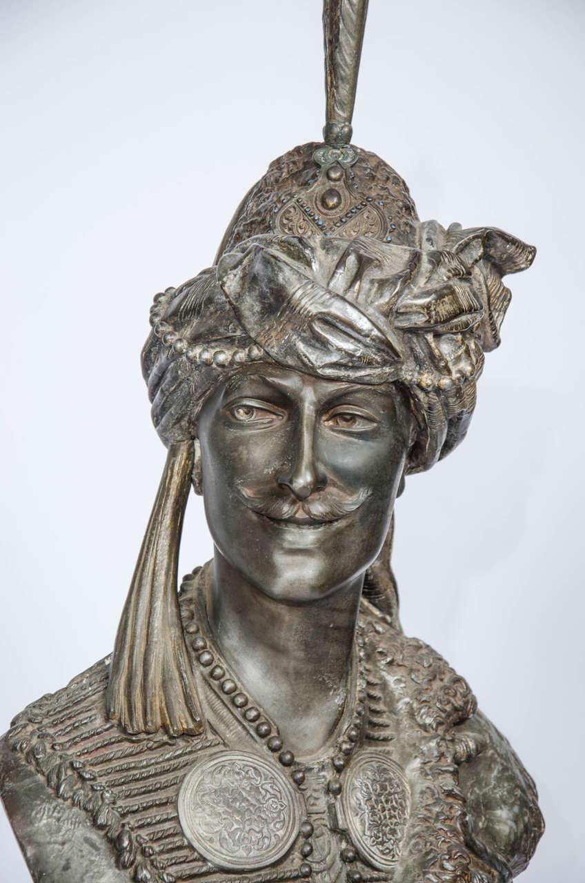 Pair of 19th Century bronzed Arab Busts For Sale 2