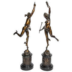 mercure et Fortuna en bronze du 19ème siècle