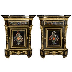 Monumental Pair Pietra Dura Cabinets, 19th Century