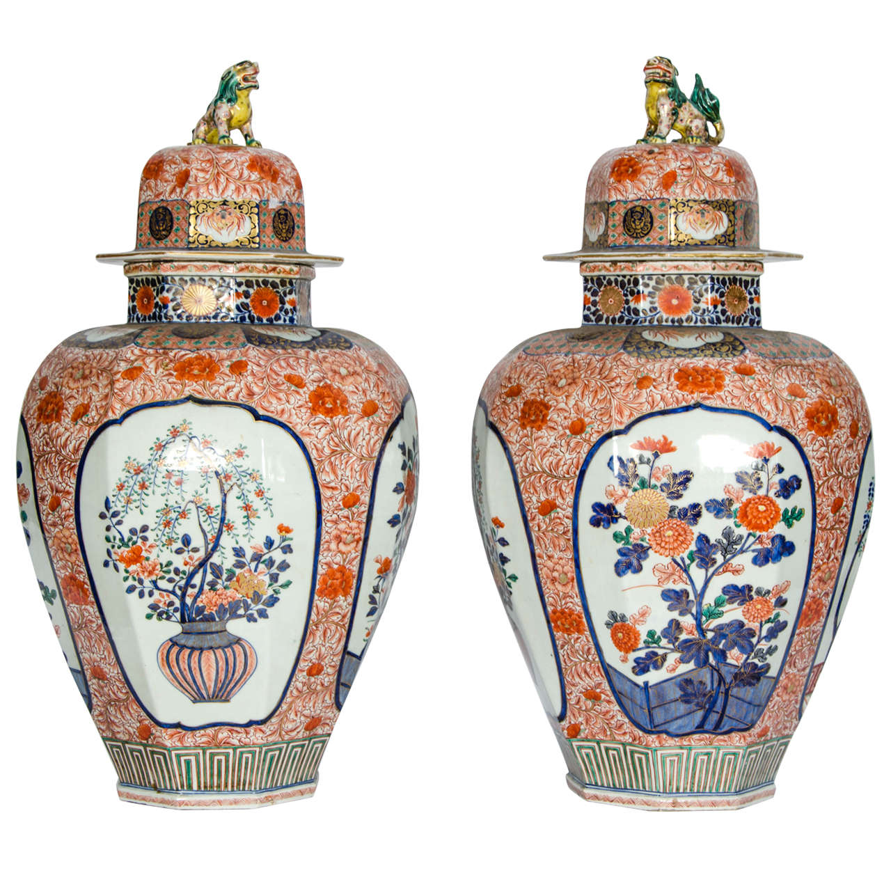 Large Pair of Antique Japanese Imari Vases For Sale at 1stdibs
