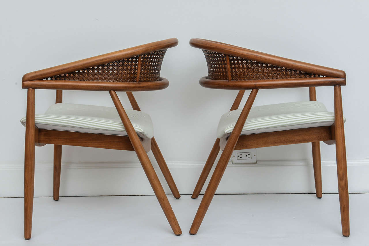 1950s Cane Backed Armchairs by James Mont 1