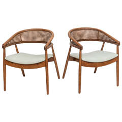 1950s Cane Backed Armchairs by James Mont