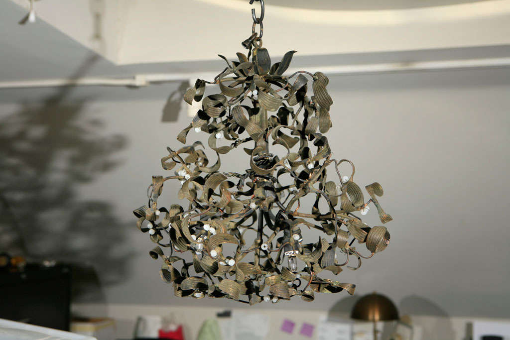 Mid-20th Century Sculptural French Mistletoe Light Fixture For Sale