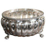 Antique A Hand-Hammered Silvered Copper Large Bowl