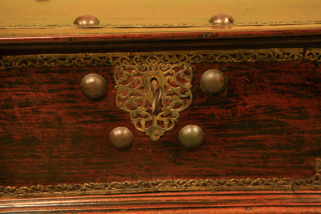 Indonesian A Dutch Colonial Brass-Mounted Chest on Stand