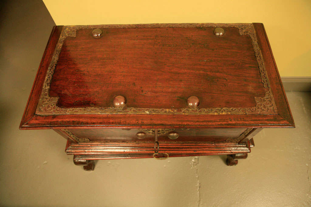 19th Century A Dutch Colonial Brass-Mounted Chest on Stand