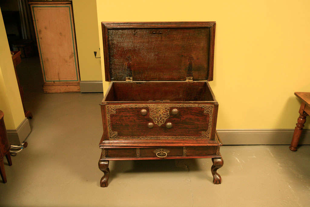 A Dutch Colonial Brass-Mounted Chest on Stand 1
