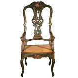 An Italian Rococo Carved and Painted Venetian Armchair