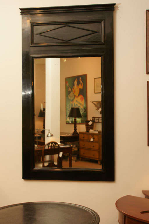 1930s French Ebonized Trumeau Mirror In Good Condition In East Hampton, NY