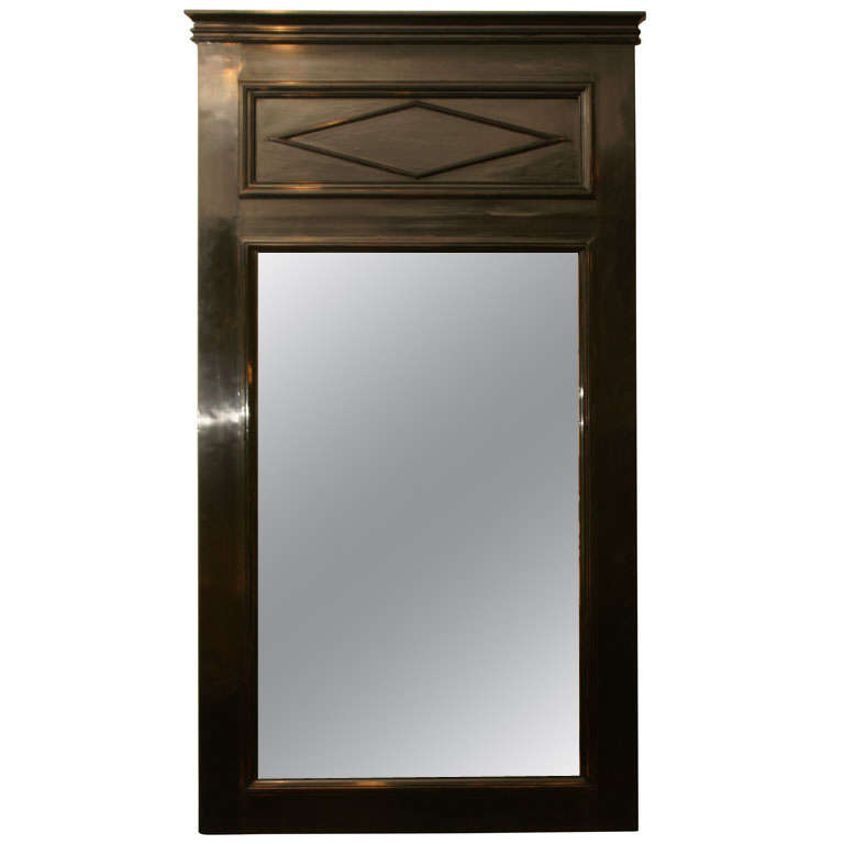 1930s French Ebonized Trumeau Mirror