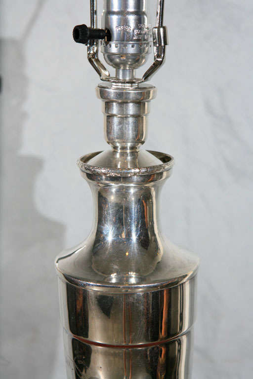 Mid-20th Century Pair Silver Plated Lamps