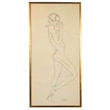 1961 Arnold Mesches Nude in Ink on Paper