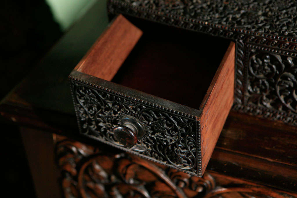 Wood 19th C. Carved Ebonized Dressing Mirror For Sale